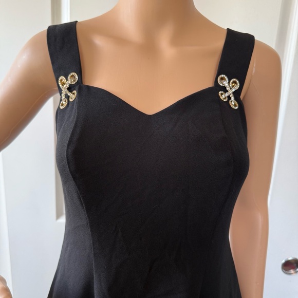 VINTAGE 90s embellished rhinestone cross cross black dress S 2 - Picture 3 of 9